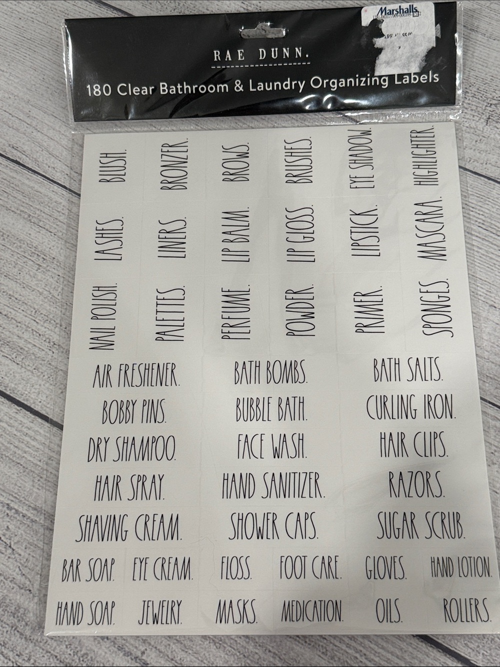 Rae Dunn 180 Clear Bathroom & Laundry Organizer Labels NWT
